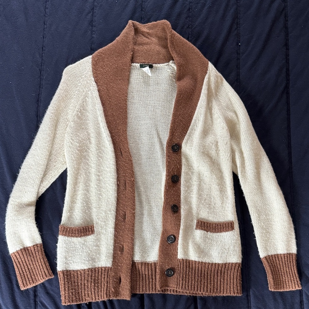 J. Crew Cream and Brown Women's Cardigan